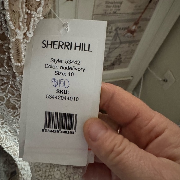 Sherri Hill 53442- Nude/ Ivory Sequin Gown, Size 10 - Picture 3 of 7
